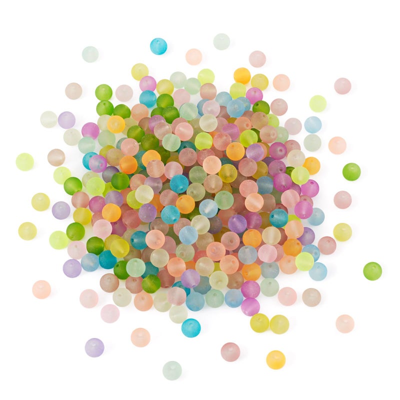 Craftdady 500Pcs 8mm Transparent Frosted Glass Beads Tiny Crystal Glass Round Loose Spacer Beads Random Mixed Colors for Jewelry Making Hole: 1mm - Image 1